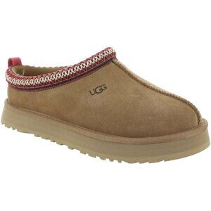 Kids Tazz Platform Slippers Chestnut Brown Suede Classic Round Top Memory Foam